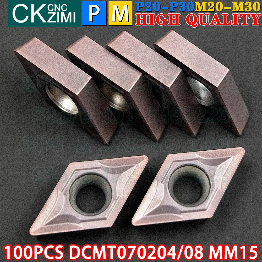 100P DCMT070204 DCMT070208 MM15 Carbide Inserts External Turning Inserts Tools DCMT 0702 CNC Mechanical Metal Lathe Cutting Tool