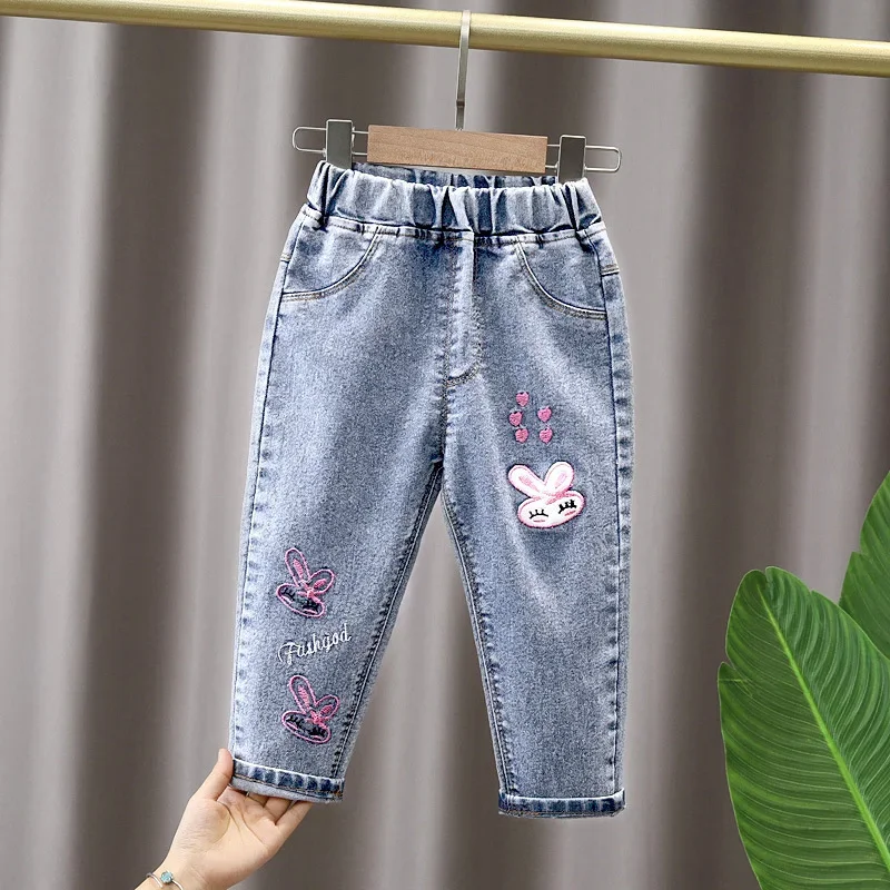 Kids Baby Girls Casual Clothes Jeans Trousers Toddler Infant Denim Clothing Pants Children Bottoms 1 2 3 4 5 6 7 Years