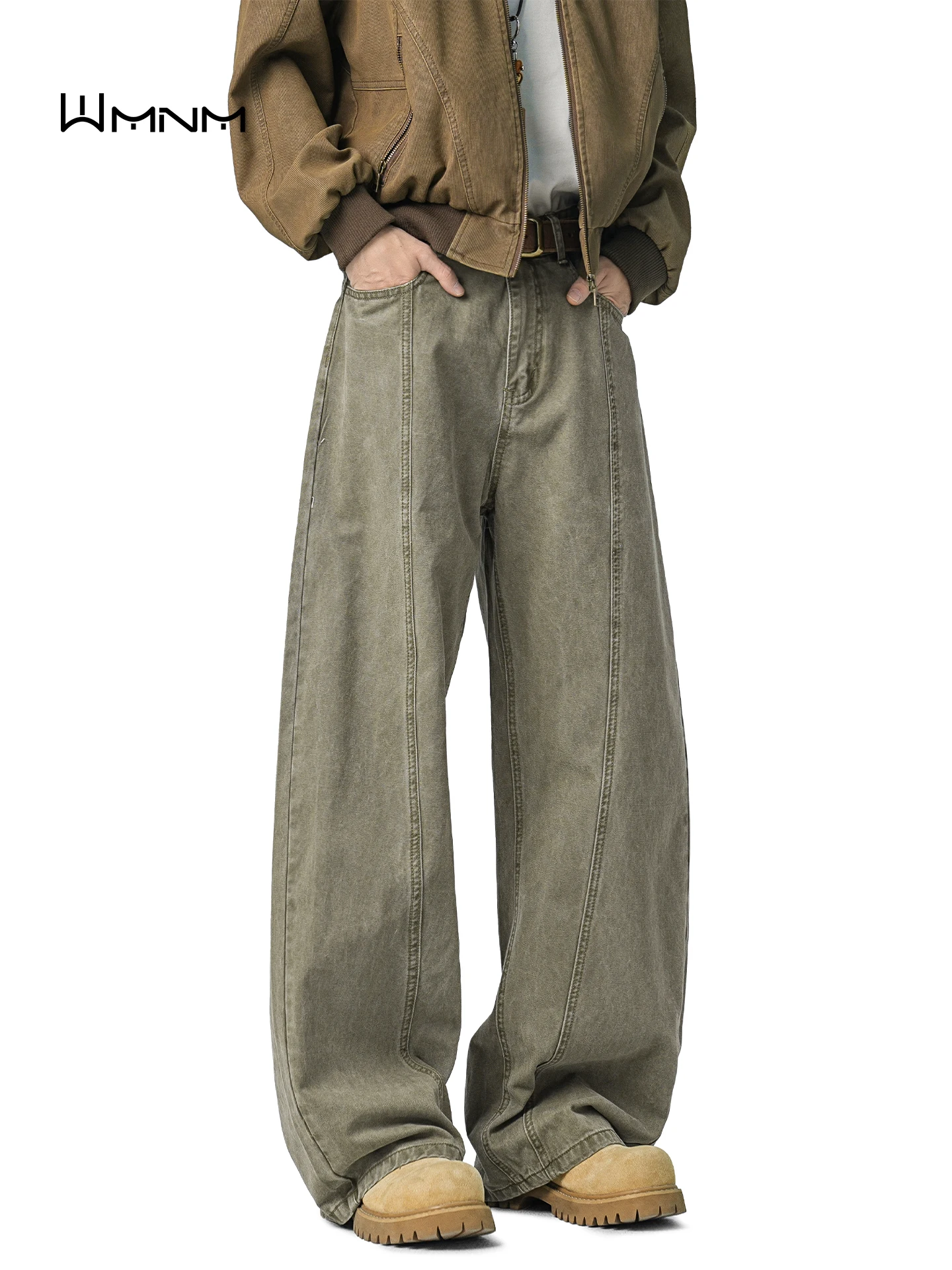 

Мужские рабочие брюки в американском ретро-стиле, с высокой талией, прямые, широкие, повседневные, с декоративными элементами в виде ножей