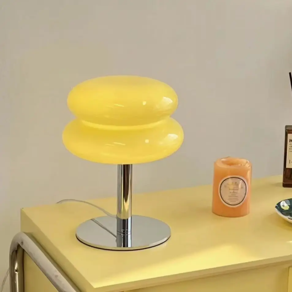 LED Table Lamp Macaron Glass lustre Trichromatic Dimming Living Room Bedroom Study Atmosphere Lamps Eye Protection Night Light