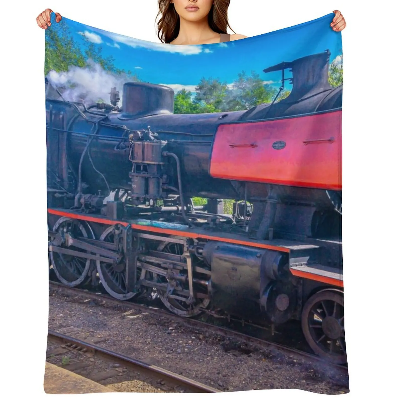 

Steam Train in Castlemaine Throw Blanket Luxury Throw Thins Luxury Designer Picnic Blankets