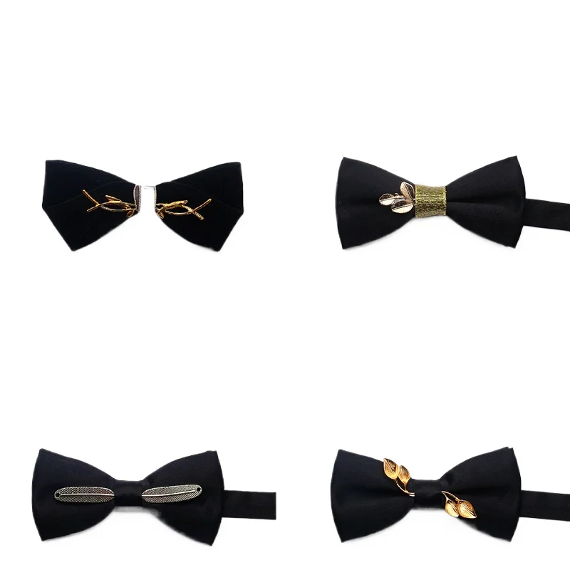 High-end men's bow tie men's wedding groom best man suit shirt brothers group black