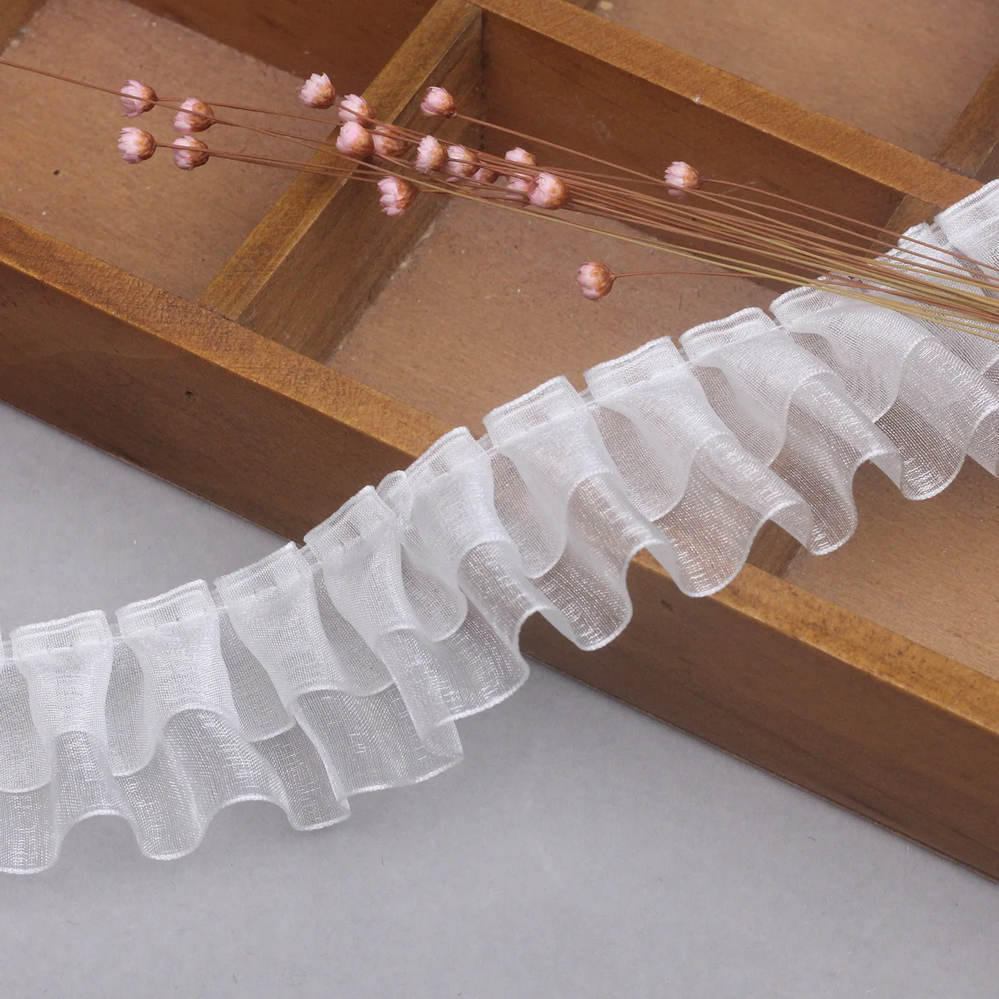 

4CM Wide High Quality Organza Lace Accessories Clothing Collar Button Cuffs Clothes Decoration Double Layer Lotus Leaf Material