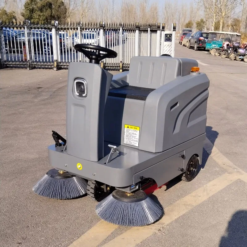 Industrial Ride-on Manual Sweeper Spraying Factory Workshop Park Road Garbage Cleaning Vehicle 80L Hopper Vacuum