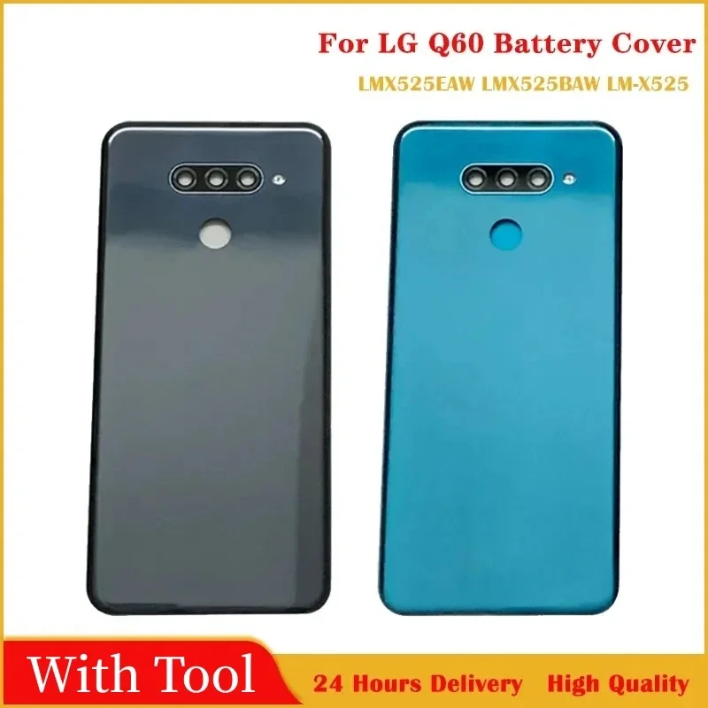 

Battery Cover Rear Door Housing Back Case For LG Q60 Battery Cover Camera Frame Lens with Logo Replacement Parts