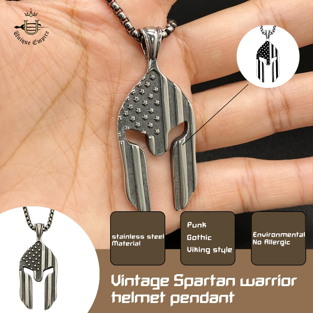 

Унисекс Ретро Спартанский Воин Шлем Подвеска Из Нержавеющей Стали Панк Маска Ожерелье Художественное Украшение Ювелирные Изделия