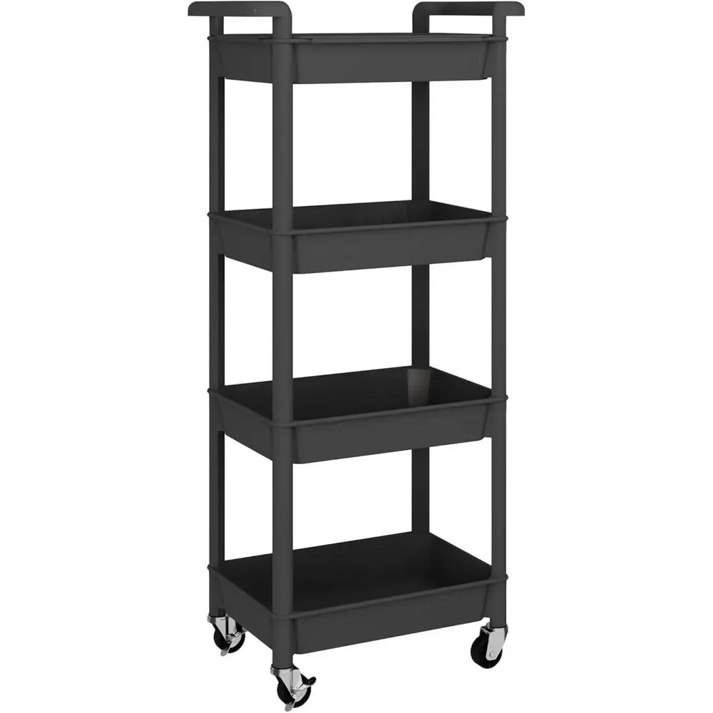 

Utility Rolling Cart with Detachable Tray Top, 4-Tier Kitchen Storage Organization, Art Cart with Wheels or Oice, Classroom