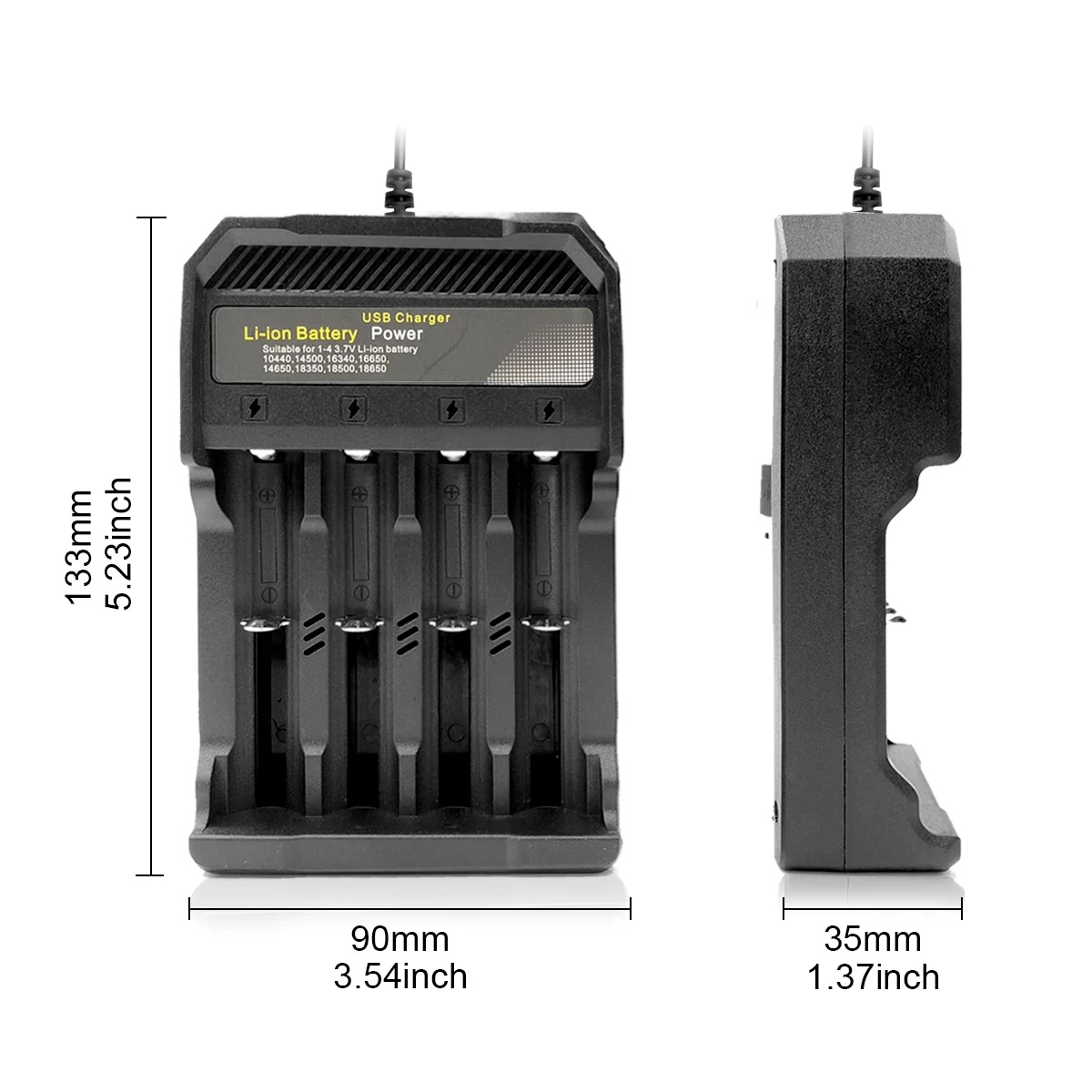 18650 Battery Charger 4 Slots Smart Universal Charger Fast Charger USB Input for Rechargeable Battery For 18650 Lithium Battery