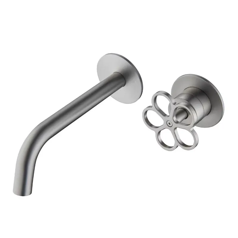 New Bathroom Basin Faucet Wall Mounted Nickle Brushed Sink Mixer Brass Unique Design hot cold Sink Tap