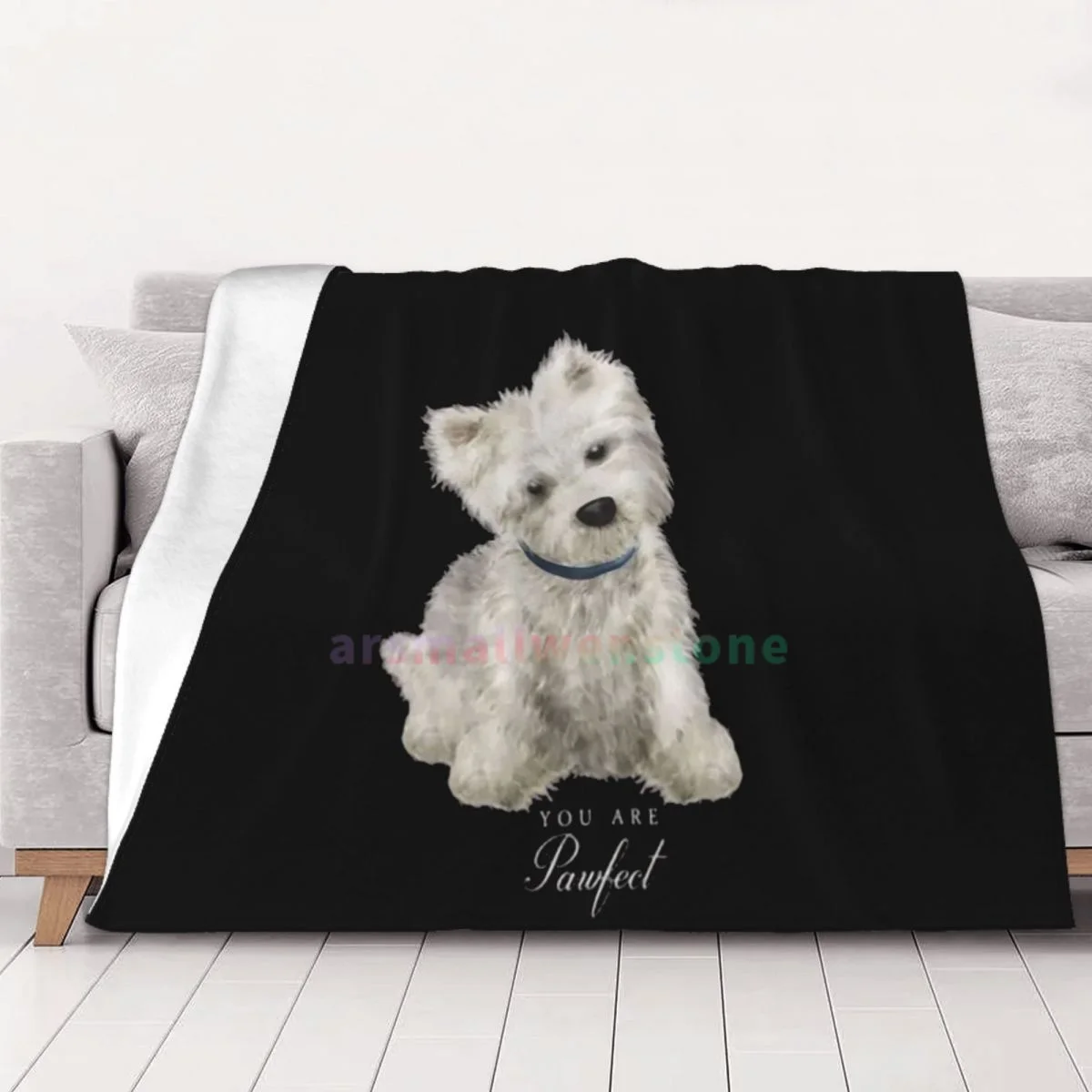 White Terrier Dog Flannel Fleece Blanket Soft Warm Lightweight Cozy Anti-Pilling Fuzzy Throw Blankets for Couch Bed Sofa Travel