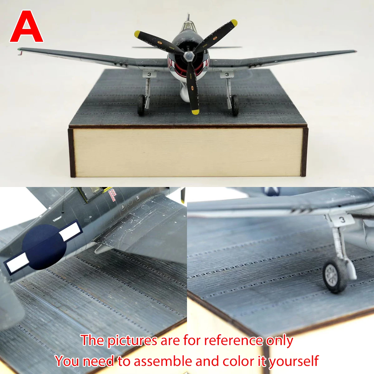 Flugzeugträger-Deck aus Holz zum Zusammenbauen, Ausstellungsständer, Flughafen-Miniatur-Bauteile, Diorama-Modellbausatz im Maßstab 1/48 1/72 – Detail 3