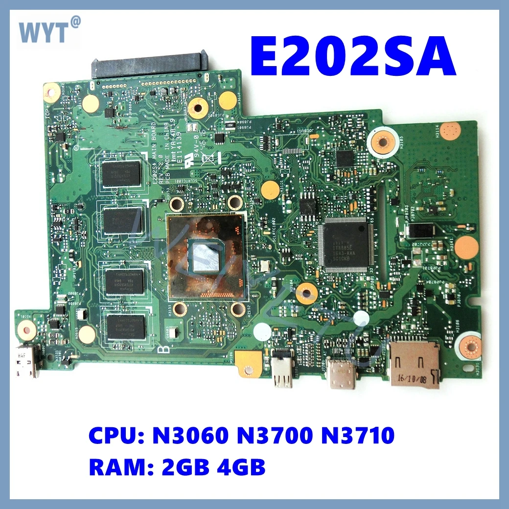 E202SA Mainboard For ASUS E202S E202SA Laptop Motherboard with N3060 N3700 N3710 CPU 2GB/4GB-RAM 100% Tested OK