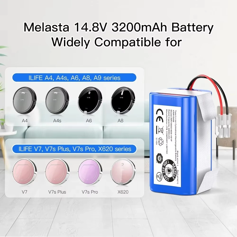 オリジナル 14.8V 2600mAh ロボット掃除機の交換 ILIFE A4、A4s、A6、A7、A8、A9、V7、V7S ロボット INR18650 M26-4S1P 電池