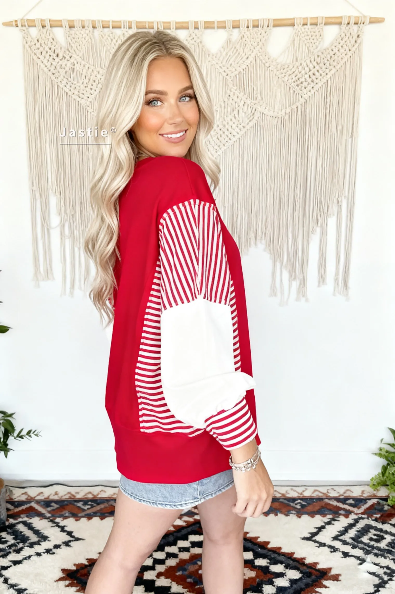 المرأة مخطط كم المتضخم البلوز عادية فضفاضة تناسب طويلة الأكمام بلوزة مريحة الخريف/الشتاء البلوز بلوزة بوهو قمصان #2