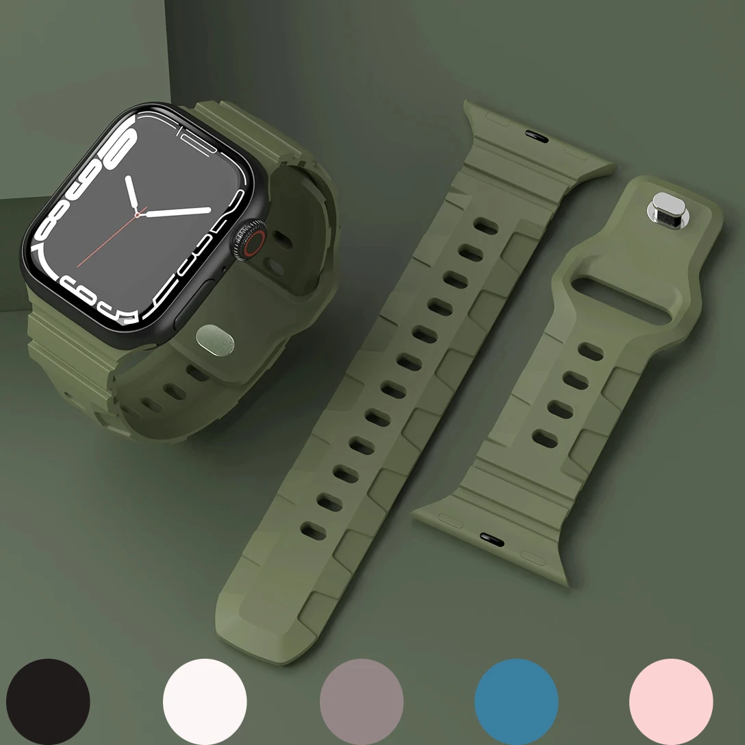 Silicone Sport Band for Apple Watch Ultra 2 49mm 9 8 7 45mm 41mm Breathable Strap for IWatch Series 7 3 4 5 6 Se 40mm 44mm 42mm