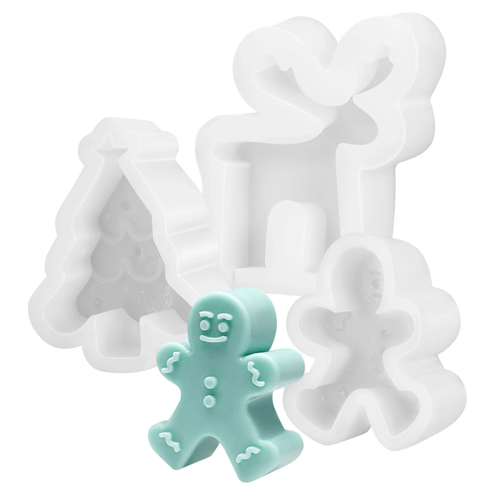 

3Pcs Xmas Mold Silicone Resin Casting Soap Making DIY Scented Candles Decorative Handicrafts Easy to Use