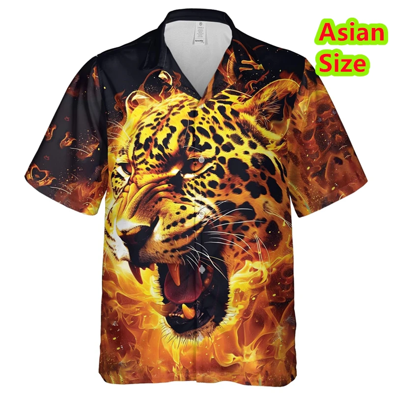 

Summer Leopard 3D Print Mens Shirts Women Fashion Shirt Tops Casual Hawaiian Streetwear Short Sleeve Shirt Blouse Man Clothing