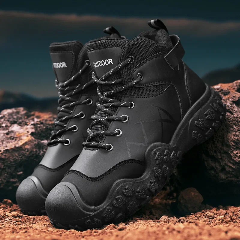 2025 Outdoorowe buty męskie Buty turystyczne dla mężczyzn Buty outdoorowe Ciepłe skórzane buty wspinaczkowe Wodoodporne antypoślizgowe męskie buty do kostki — zdjęcie 5