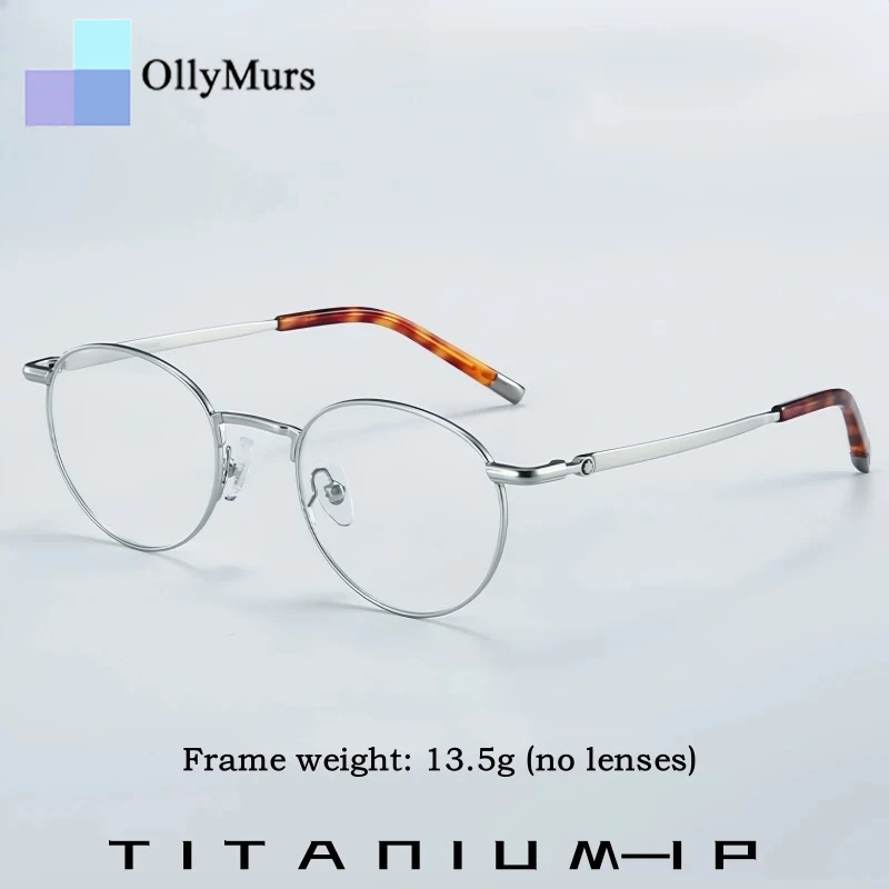

OLLYMURS Сверхлегкие круглые очки из чистого титана в стиле ретро для мужчин и женщин, стильная оптическая оправа для очков с маленьким лицом по рецепту