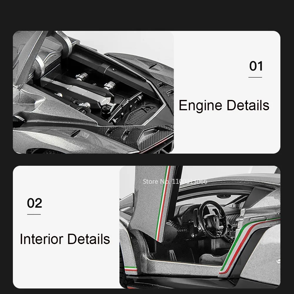 1:22 Veneno SL63 نماذج مصنوعة من خليط معدني سيارات دييكاست ألعاب إطارات مطاطية عجلة سيارة رياضية التراجع المركبات الاطفال مهرجان جمع الهدايا #5