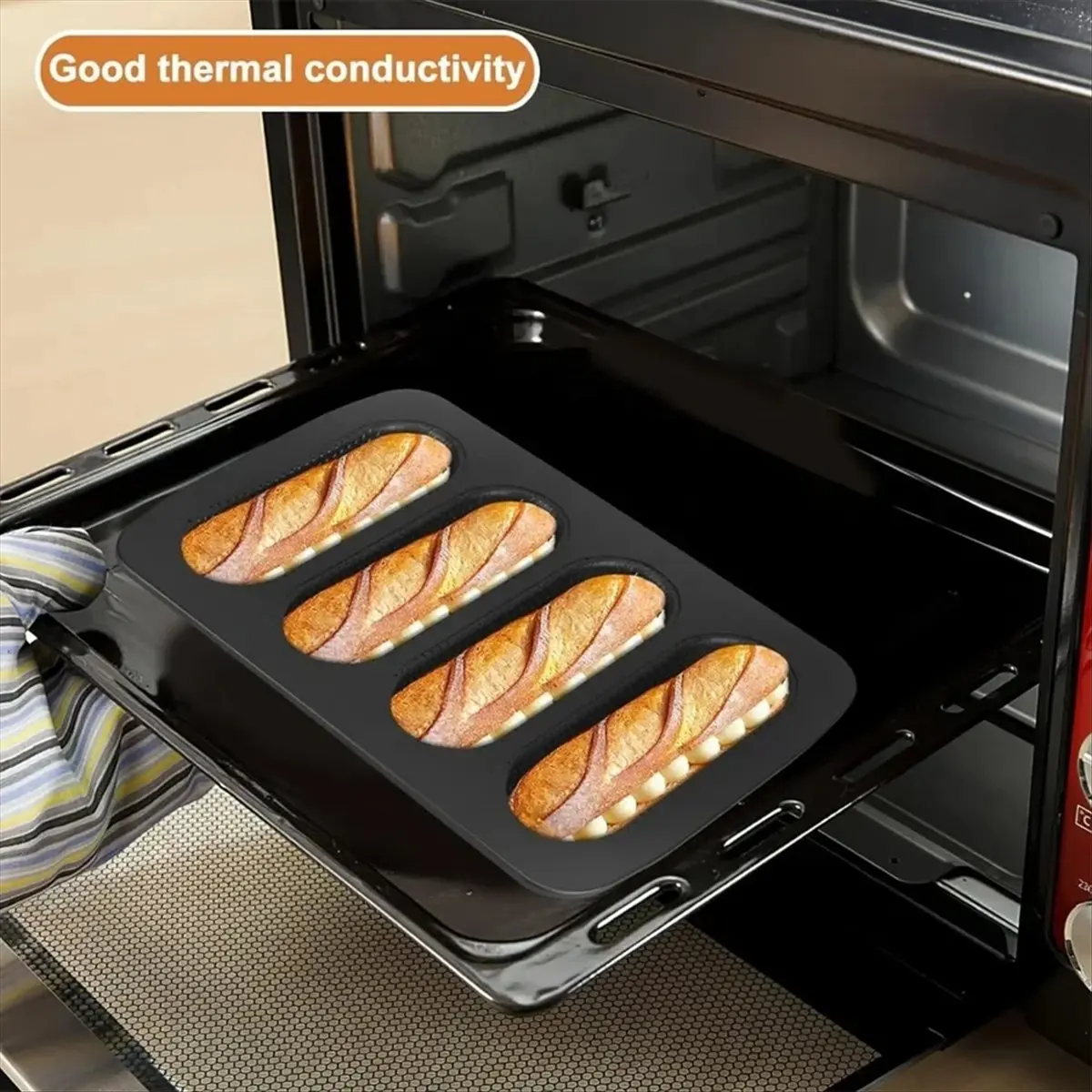 قالب هوت دوج من الفولاذ الكربوني نخب كعكة صغيرة خبز منزلي غير لاصق سهل السقوط صينية خبز ساندويتش #2