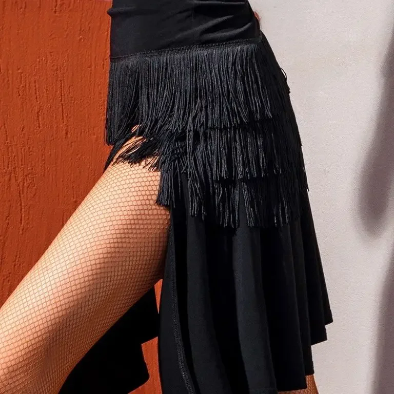 New Latin Dance Skirt for Women Female Adult Professional Dance Training Tassel Skirt