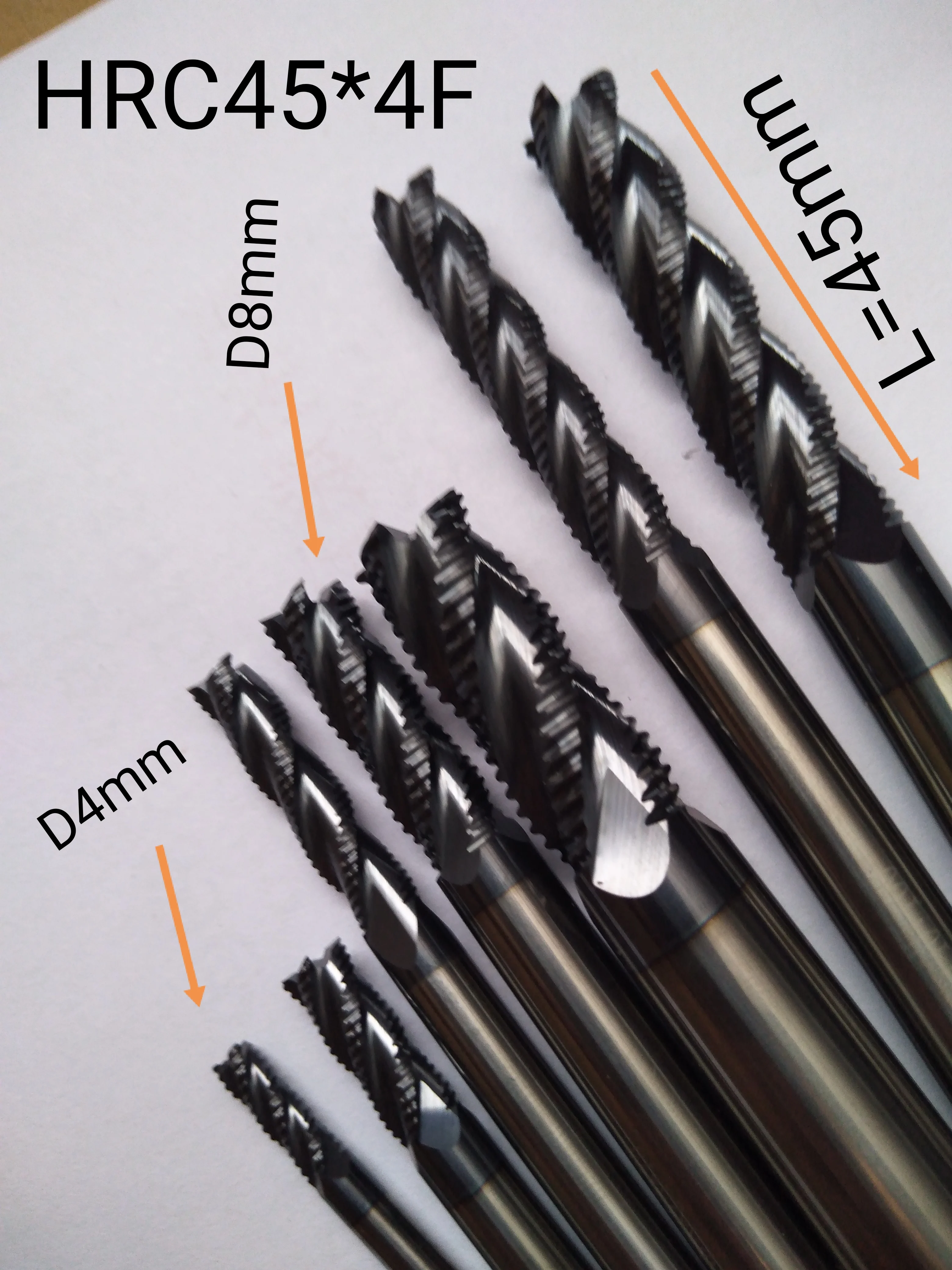 4mm 6mm 8mm 10mm 12mm 16mm14mm4 flutes HRC45 Roughing End Mills Milling cutters CNC Carbide router bits milling bits