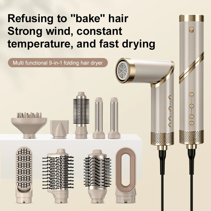 Multi-functional High-Speed Hair Dryer 9-in-1 Hair Styling Tool Multi Cool/Hot Air Brush Suitable for All Hai r Type Hair Styler