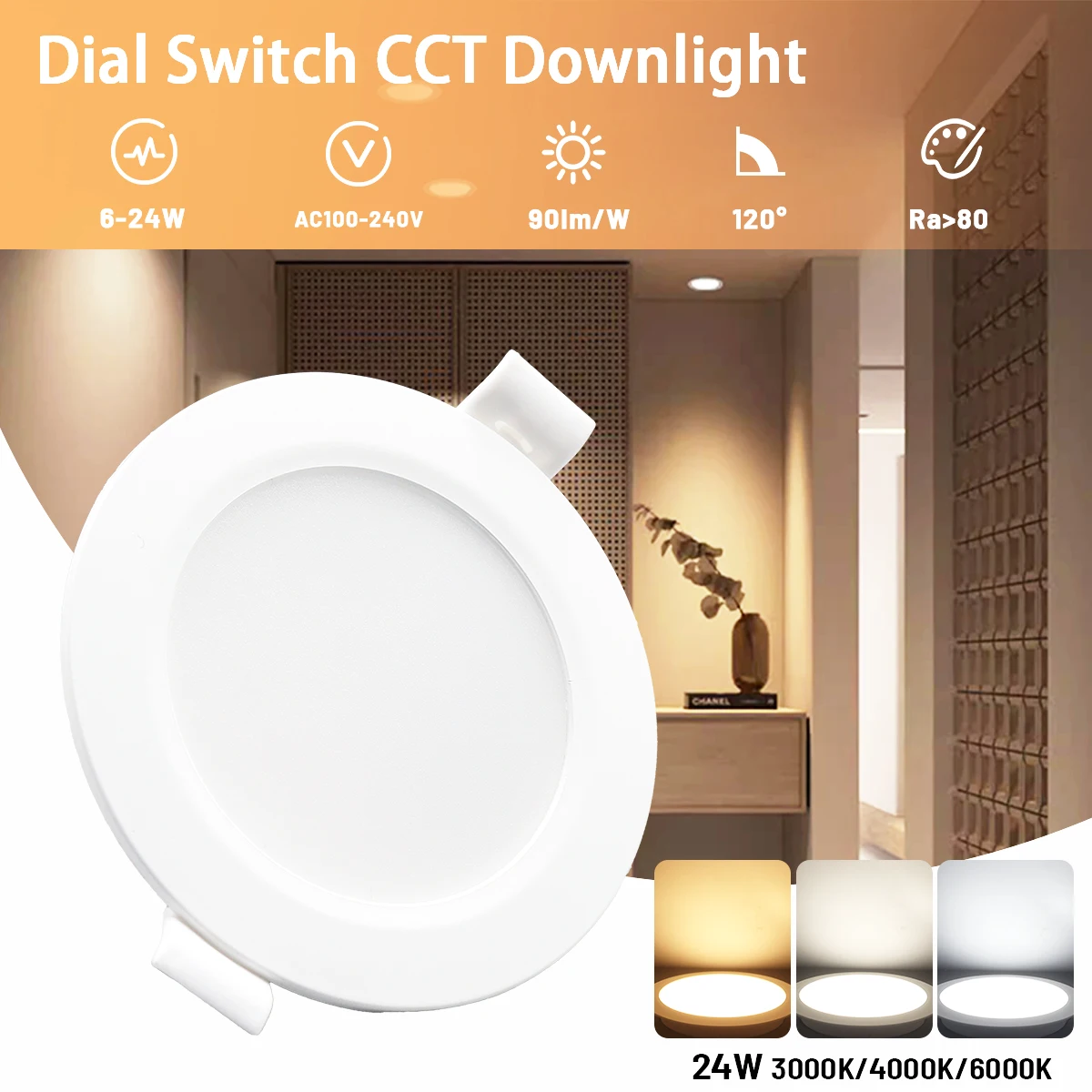 Led Downlight Recessed Indoor Led panel light High Power 6W-24W AC220V Led Spot Lamp For Living Room Foyer Bar Counter Office