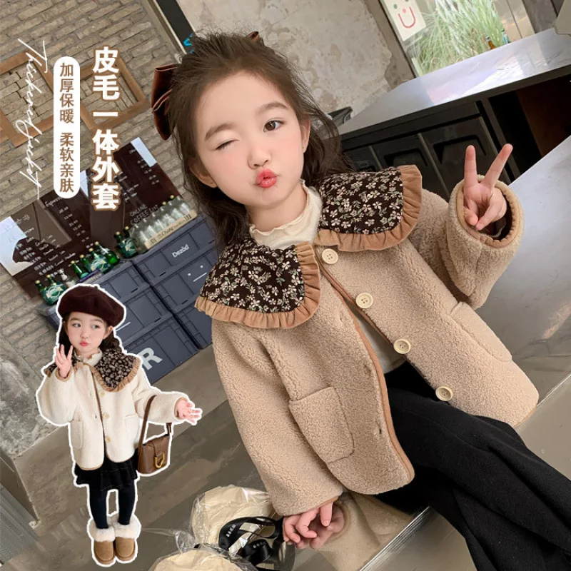 

2025 г., осенне-зимнее теплое утепленное пальто для девочек, клетчатые топы с лацканами, удобное пальто, новая модная детская одежда для детей от 7 до 12 лет