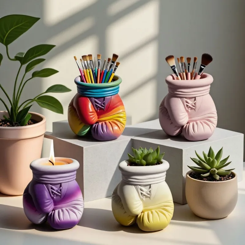 Boxing Glove Candle Cup Silicone Molds DIY Aromatherapy Flowerpot Plaster Concrete Mould Storage Box Jar Epoxy Resin Mold