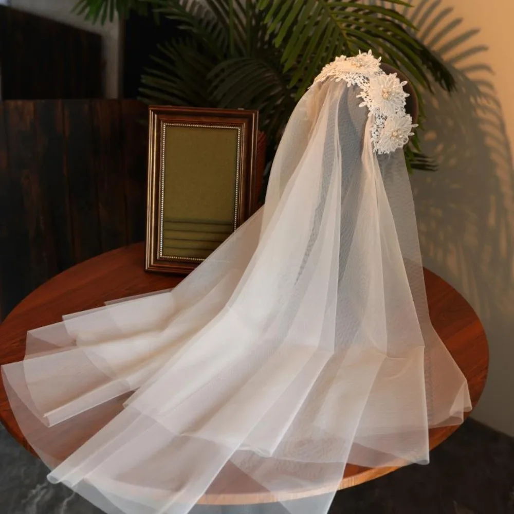 

Elegant Two Layers Satin Ribbon Edge Fingertip Length Bridal Wedding Veils Marriage Accessories