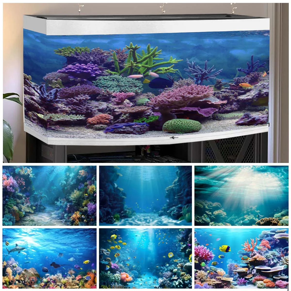 Underwater World Backgrounds for Photographs Ocean Fish Coral Fish Tank Decor Aquarium Scene Portrait Backdrop Shooting Props