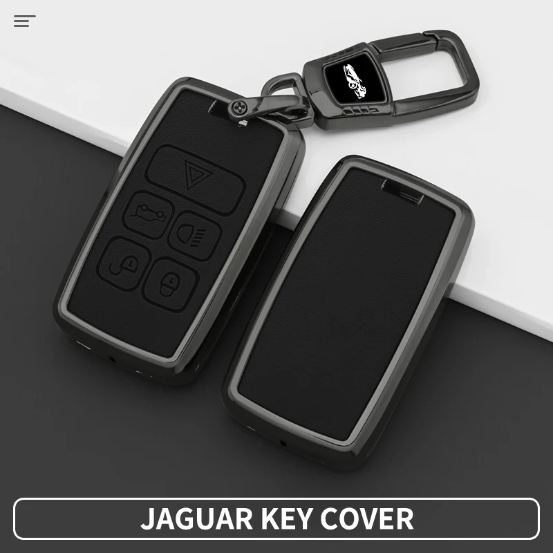 Zinc Alloy Leather Car Key Cover Case for Jaguar XE XEL XF XFL F‑PACE E‑PACE 5‑Button Smart Remote Key Protection with Keychain - view 5