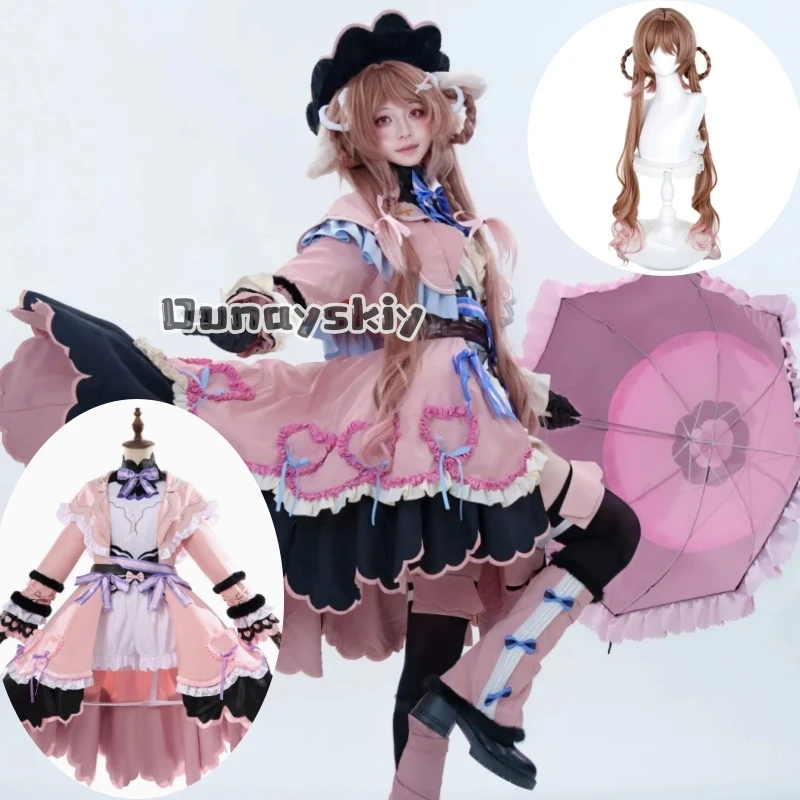 

LWW*12Anime Game Arknights Eyjafjalla Cotton Velvet Little Witch Cosplay Costume Set For Women Girls Halloween Carnival Party
