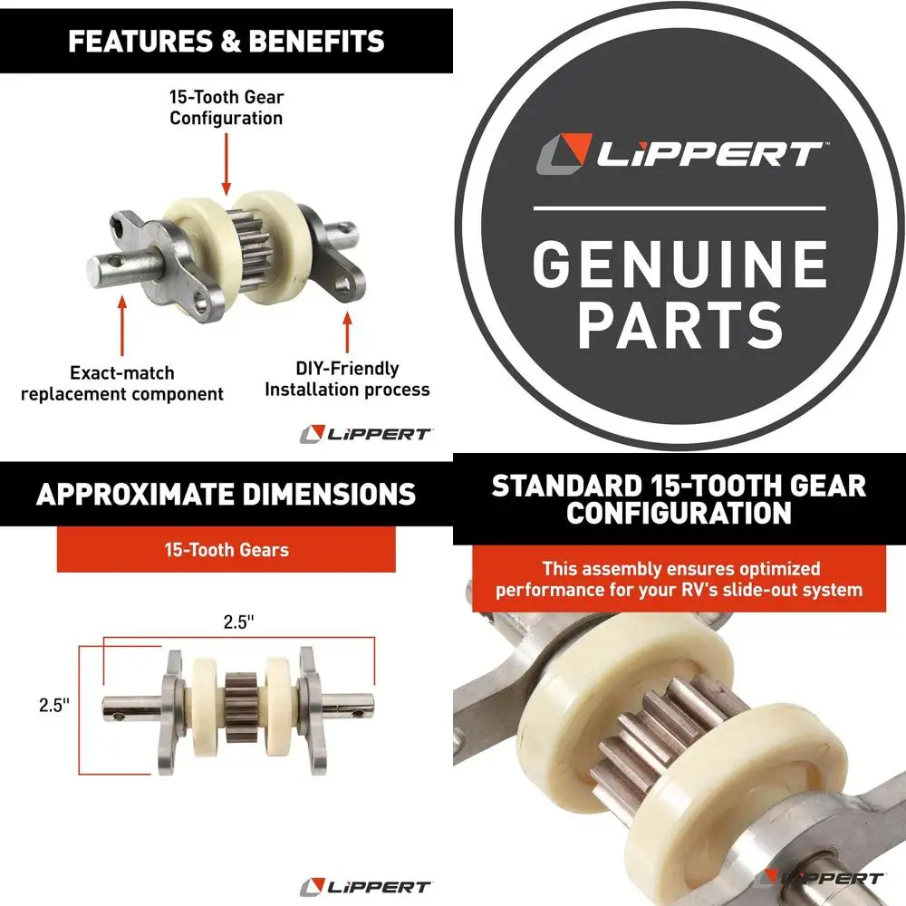 

Lippert 324869 RV Slide-Out Standard Gear Pack Assembly 2.5" x 2.5", SILVER, WHITE
