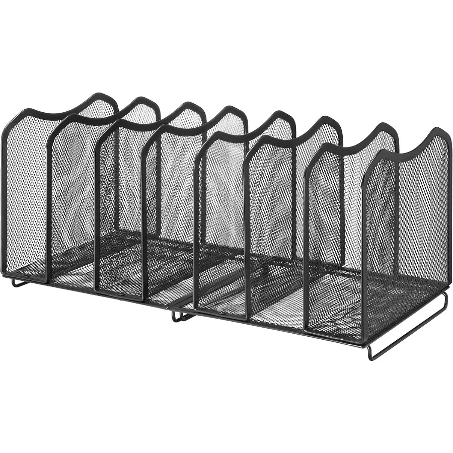 منظم فارز ملفات سطح المكتب الشبكي مكون من 7 أقسام رف كتب للمكتب والمنزل والمكتب باللون الأسود #2