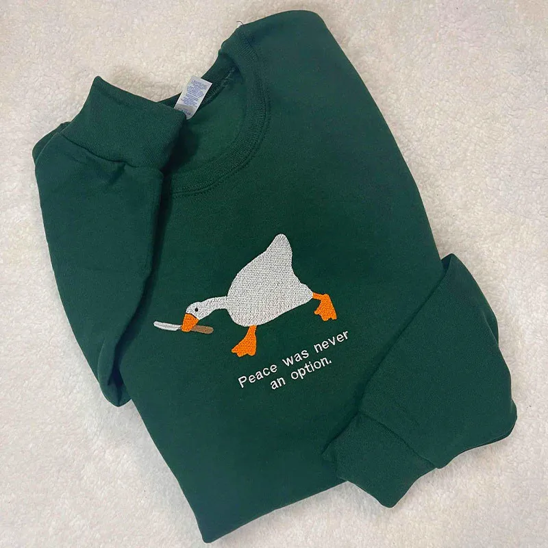 2023 primavera New Duck pullover ricamati manica lunga sciolto sottile cotone girocollo donne felpe stile Vintage carino maglioni