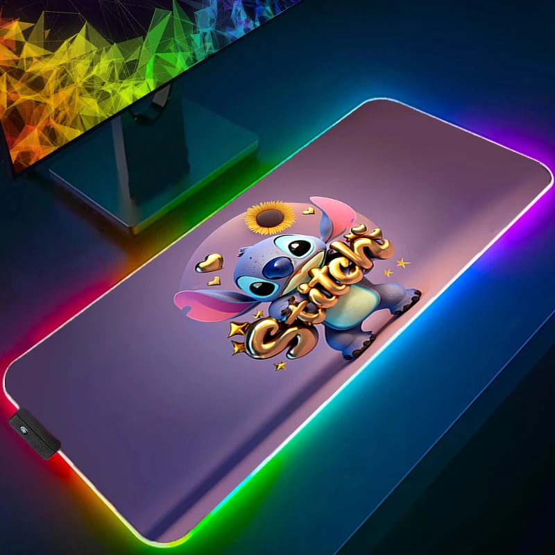 

Светодиодный коврик для мыши S-stitch Аниме Игровые аксессуары RGB Коврик для мыши Аниме Геймер ПК Компьютерная клавиатура 900x400 каваи Настольный коврик Подсветка