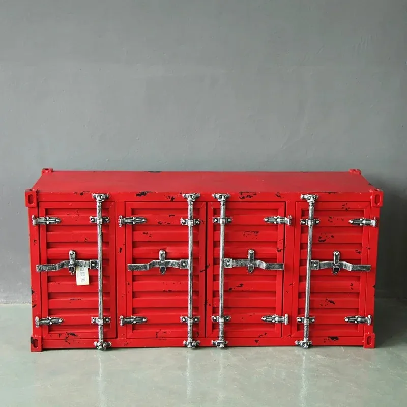 Industrial Style Vintage Distressed Storage Cabinet Dining Side Chest of Drawers Container Cabinet