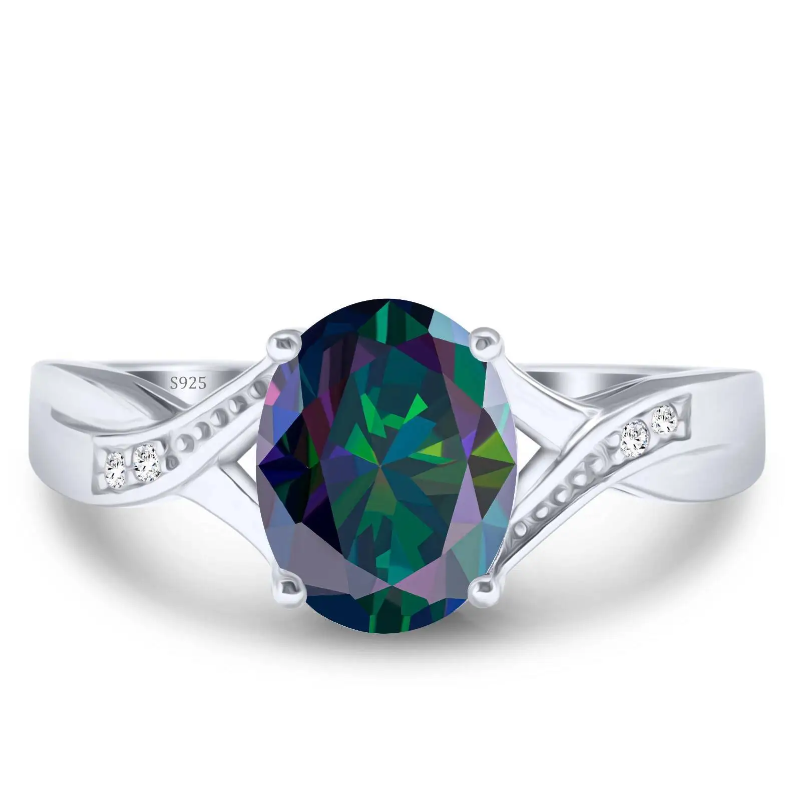 2CT Moissanit Feenartige Zierliche Anhänger für Damen S925 Reines Silber Verlobungsring Hochzeit Feiner Schmuck Farbenfrohe Ringe – Detail 3