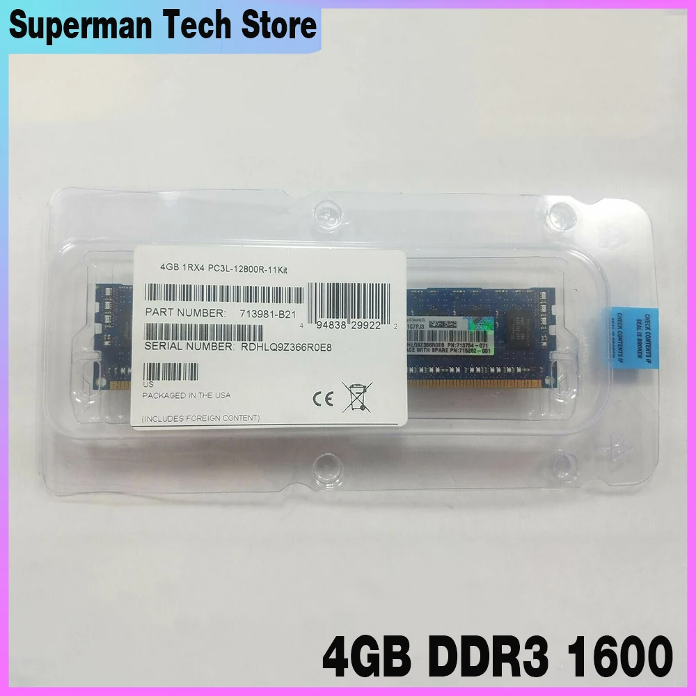 

For HP BL460C Gen8 BL660C 713981-B21 713754-071 715282-001 Server Memory High Quality Fast Ship 4GB DDR3 1600