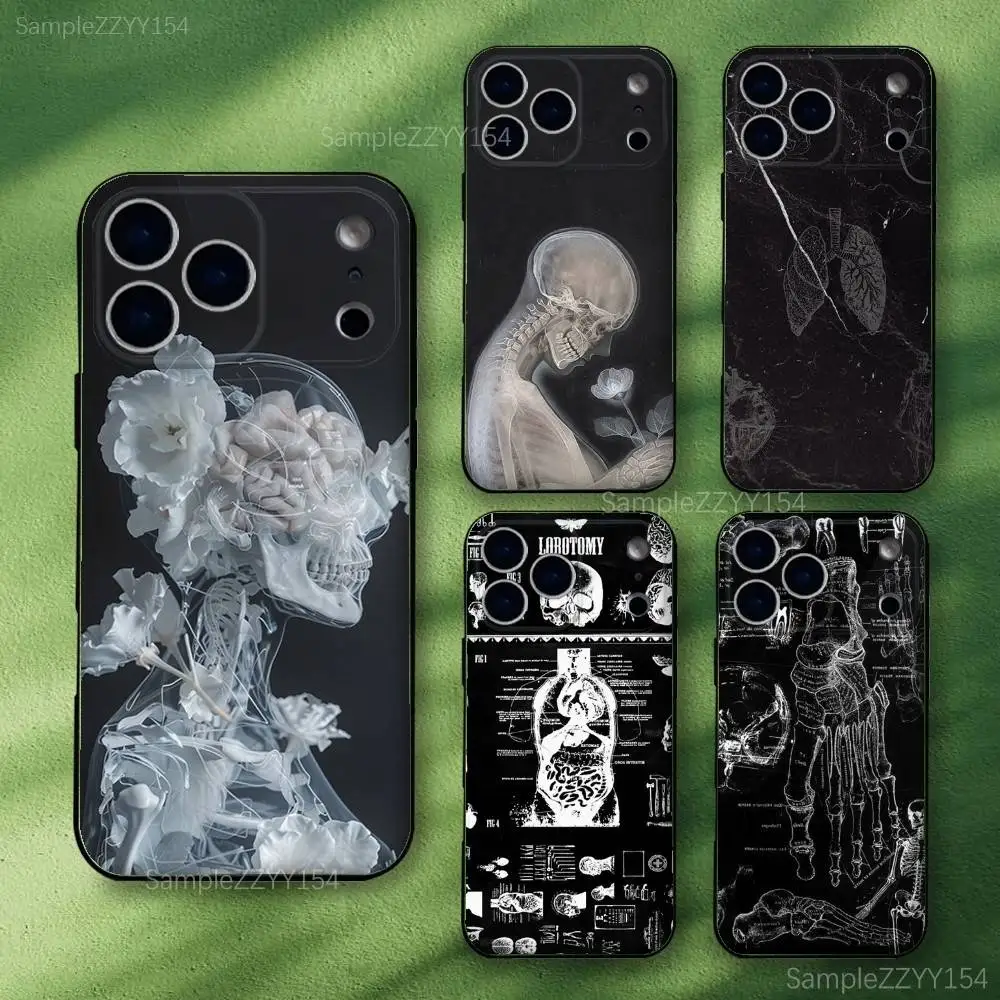 

Medical Human Anatomy Phone Case For iPhone 17,16,15,14,13,12,Pro,Max,Plus,E,SE4,Air,Mini Black Soft Funda