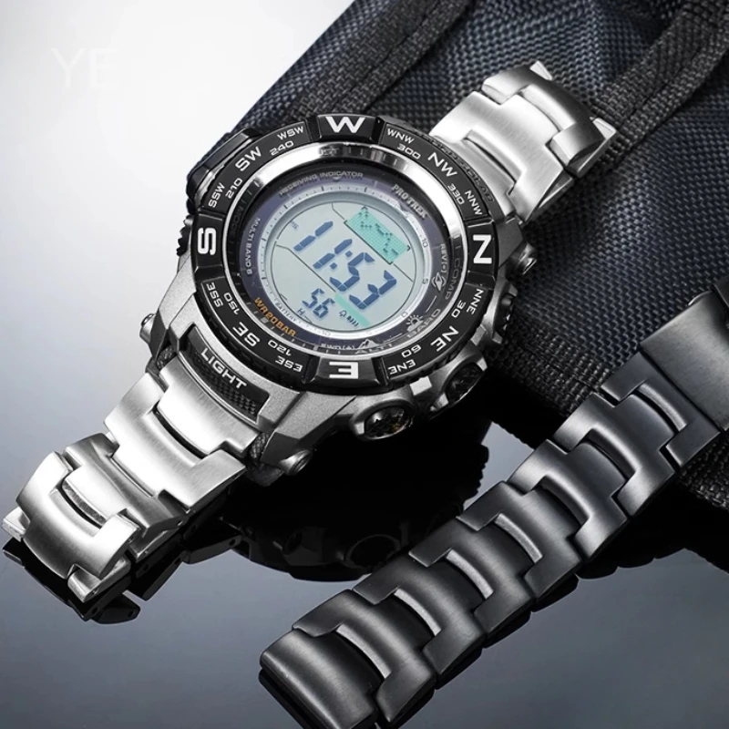 Pulseira de relógio de aço preta de 18mm para casio protrek PRG-260/250//270/280/500/510/550 fivela dobrável interface côncava design durável