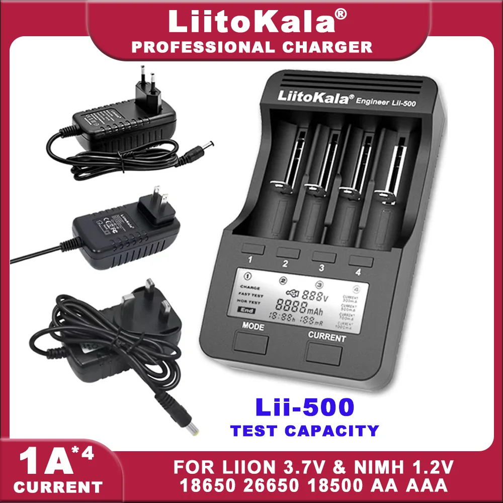 LiitoKala Lii-S12 Lii-500 12-Slot 18650  Battery Charger For 20700 26650 21700 14500 10440 16340 1.2V 3.7V 4.2V Lion Battery