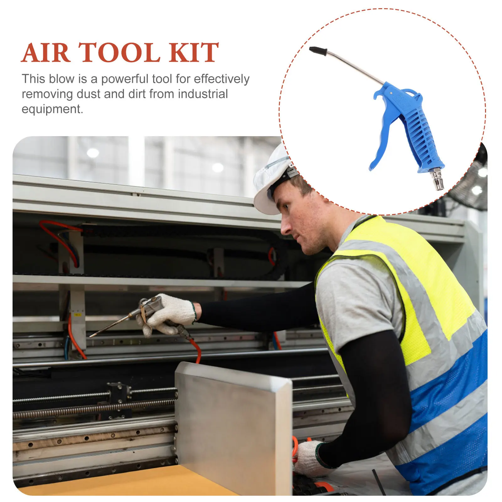 Kit spolverino per soffiatore d'aria Strumento pneumatico per la rimozione della polvere ad alta pressione per la pulizia della tastiera del PC Officina Parti del motore del garage Aria