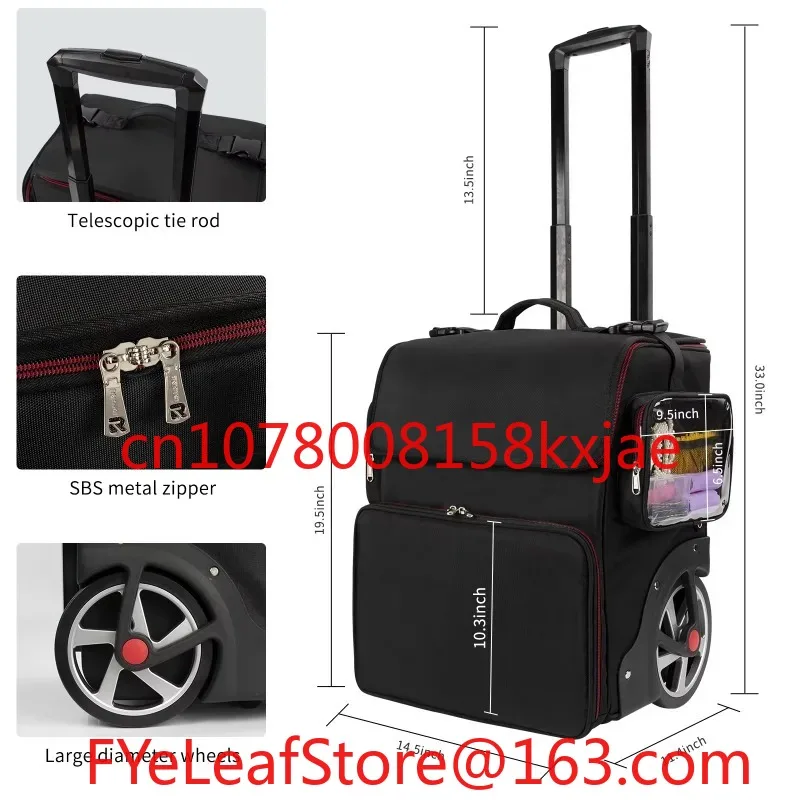Hairdresser Tools Storage Travel Train Case Makeup Rolling Hairstylist Salon Trolley Case
