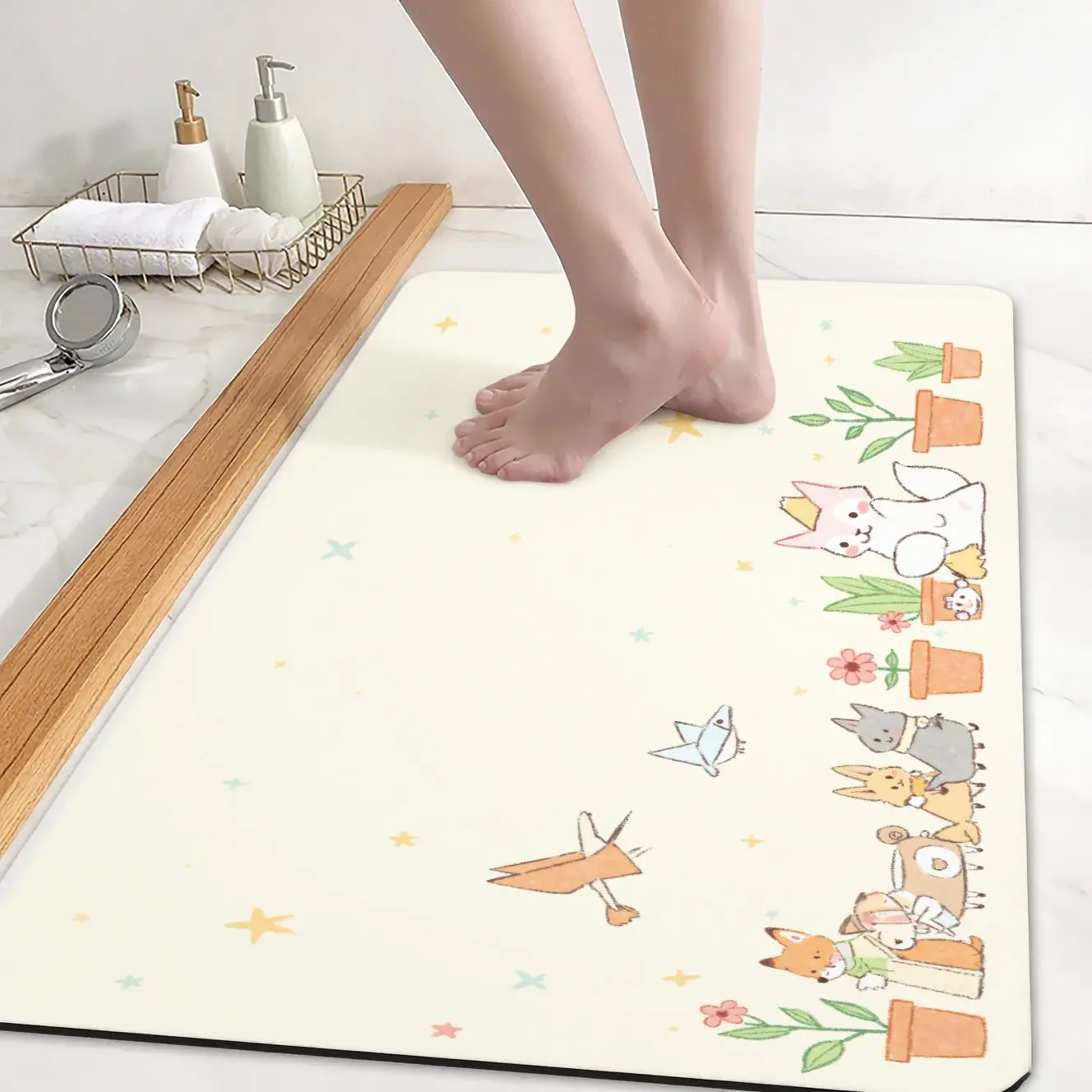 

MatMuse Cute Animal Garden Soft Diatomaceous Earth Mat Floor mats Entrance Quick-Drying Hallway Eye-Catching Washable Door Mats