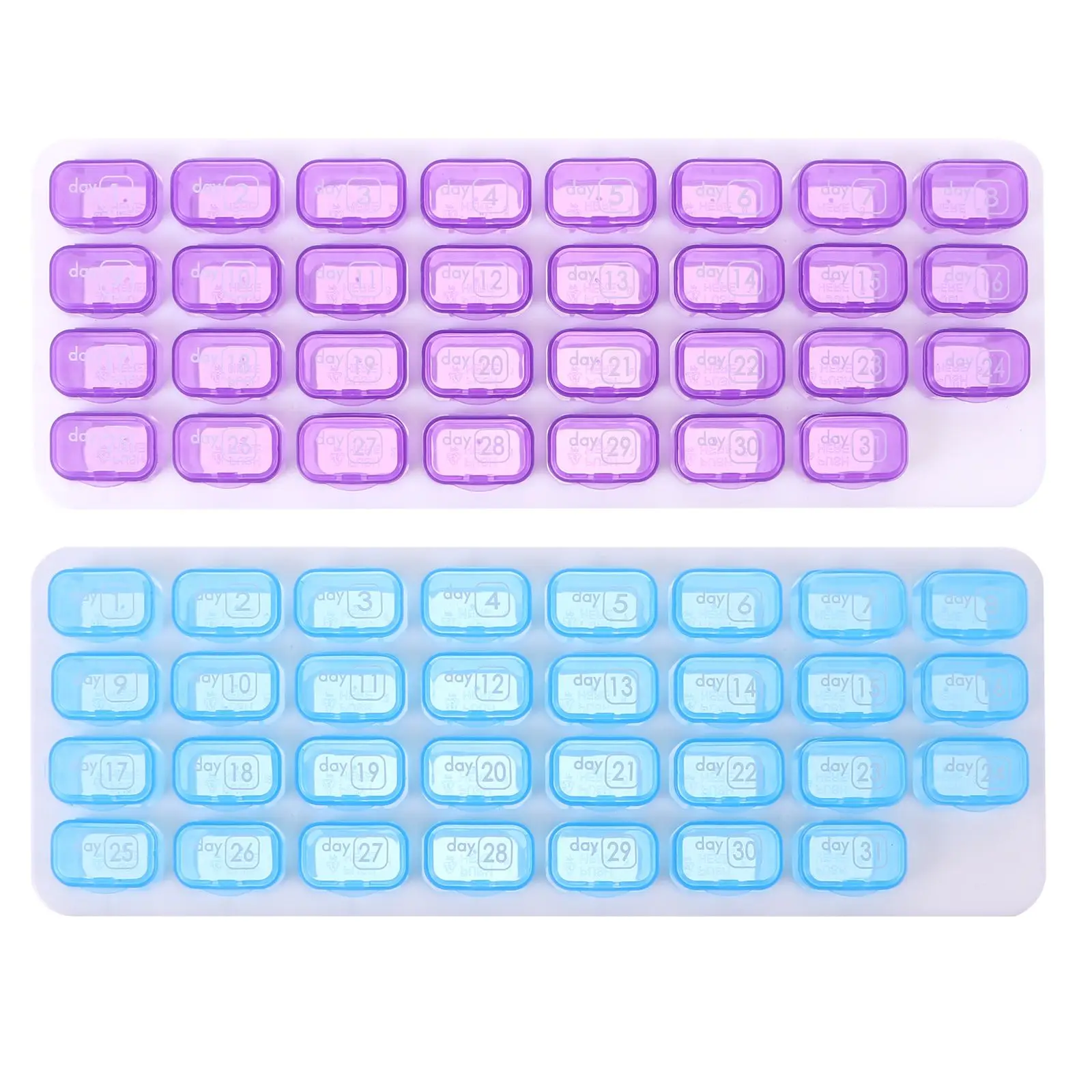 

2 Pcs Portable 31-Grid Pill Box Medication Organizer Travel Dispensing Small Vitamin Case