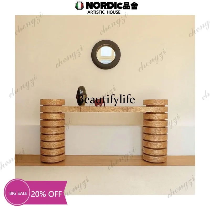 9344 Medieval style designer tree tumor pattern Xuanguantai wabi sandy wind solid wood retro home entry policy case